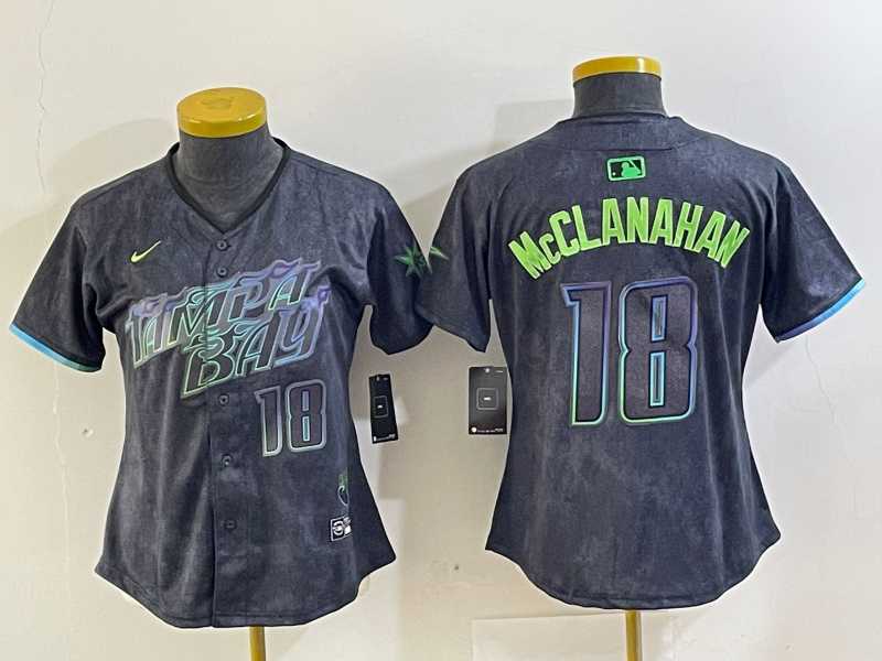 Womens Tampa Bay Rays #18 Shane McClanahan Charcoal 2024 City Connect Limited Cool Base Jersey